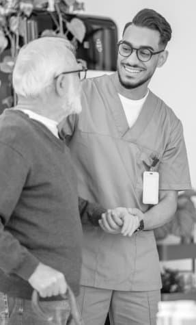 caregiver assisting senior