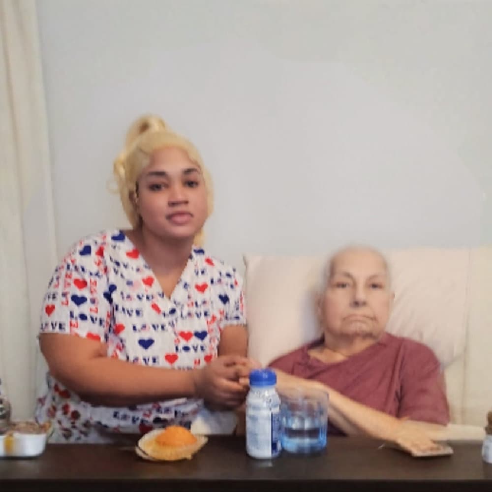 a caregiver and an eldelry man